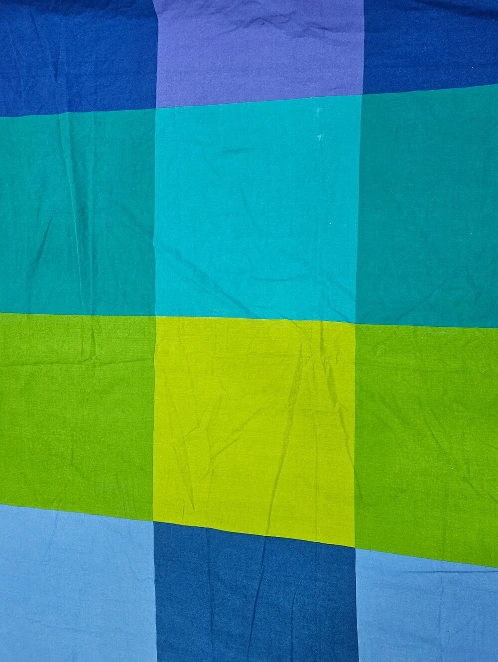 VTG IKEA Brunkrissla F/Q Duvet Cover Lime Green Blue Colorblock Cotton 90s 84x84